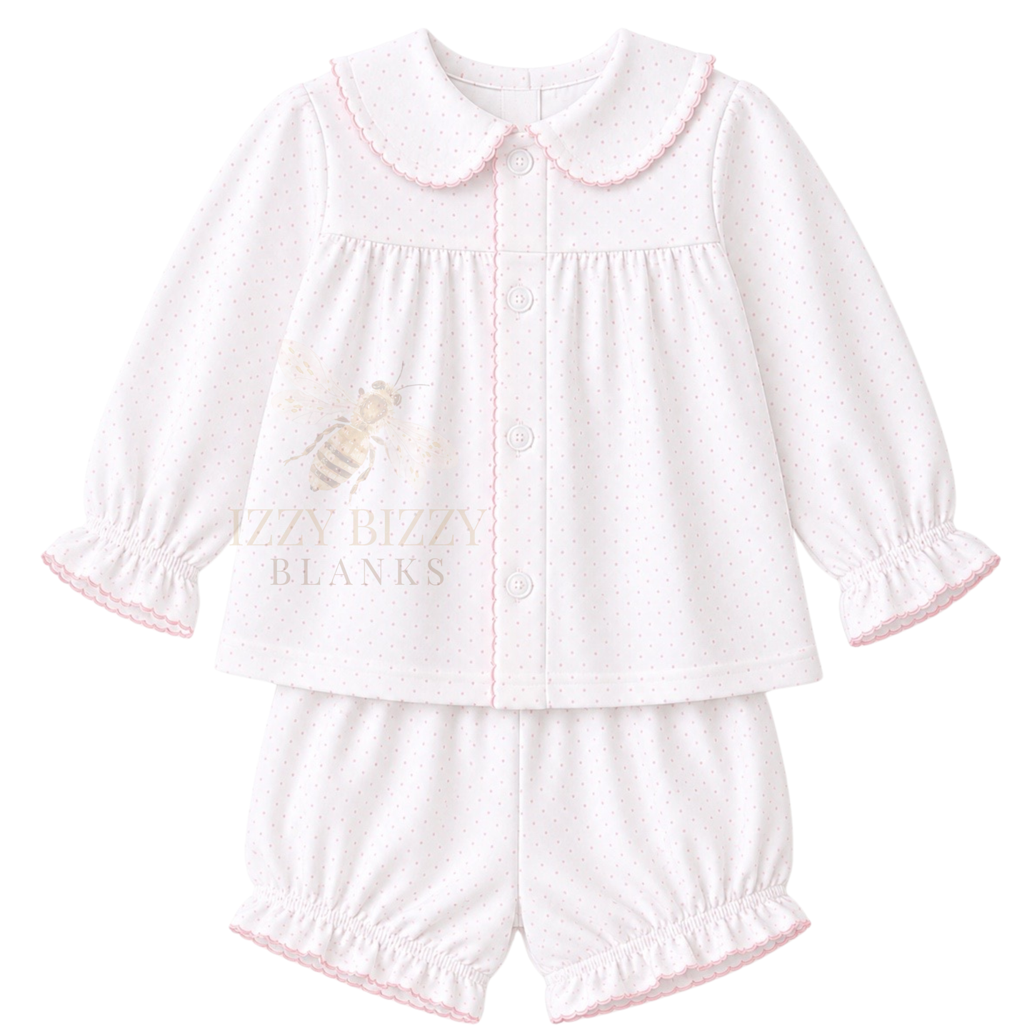 WHOLESALE PREORDER: Pink Bitty Dot Long Sleeve Bloomer Set