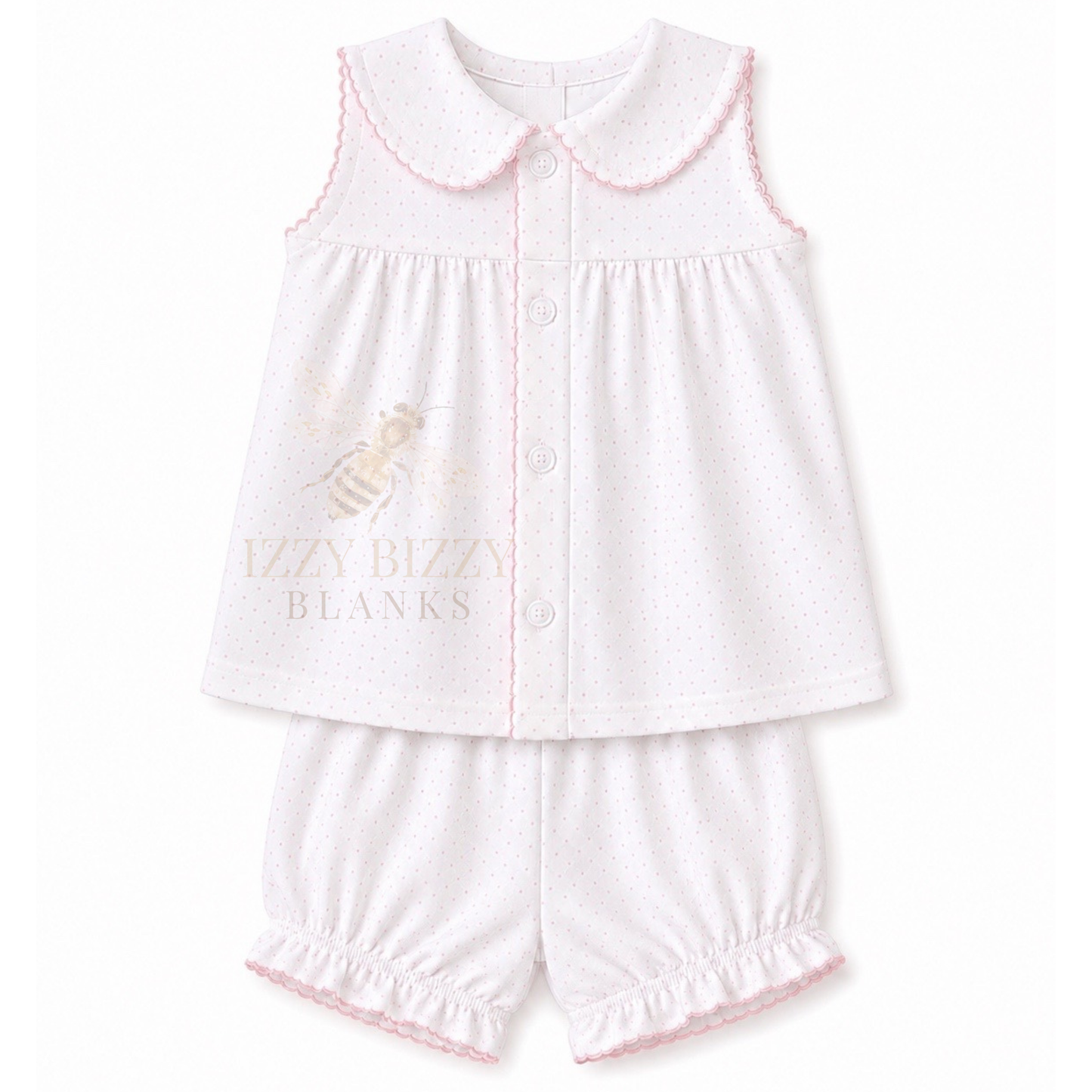 WHOLESALE PREORDER: Pink Bitty Dot Sleeveless Bloomer Set