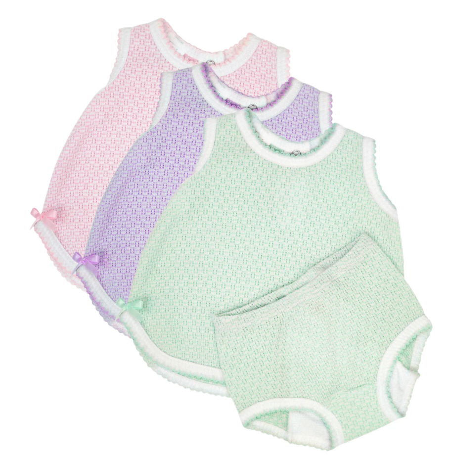 Paty Knit Solid Color Diaper Set