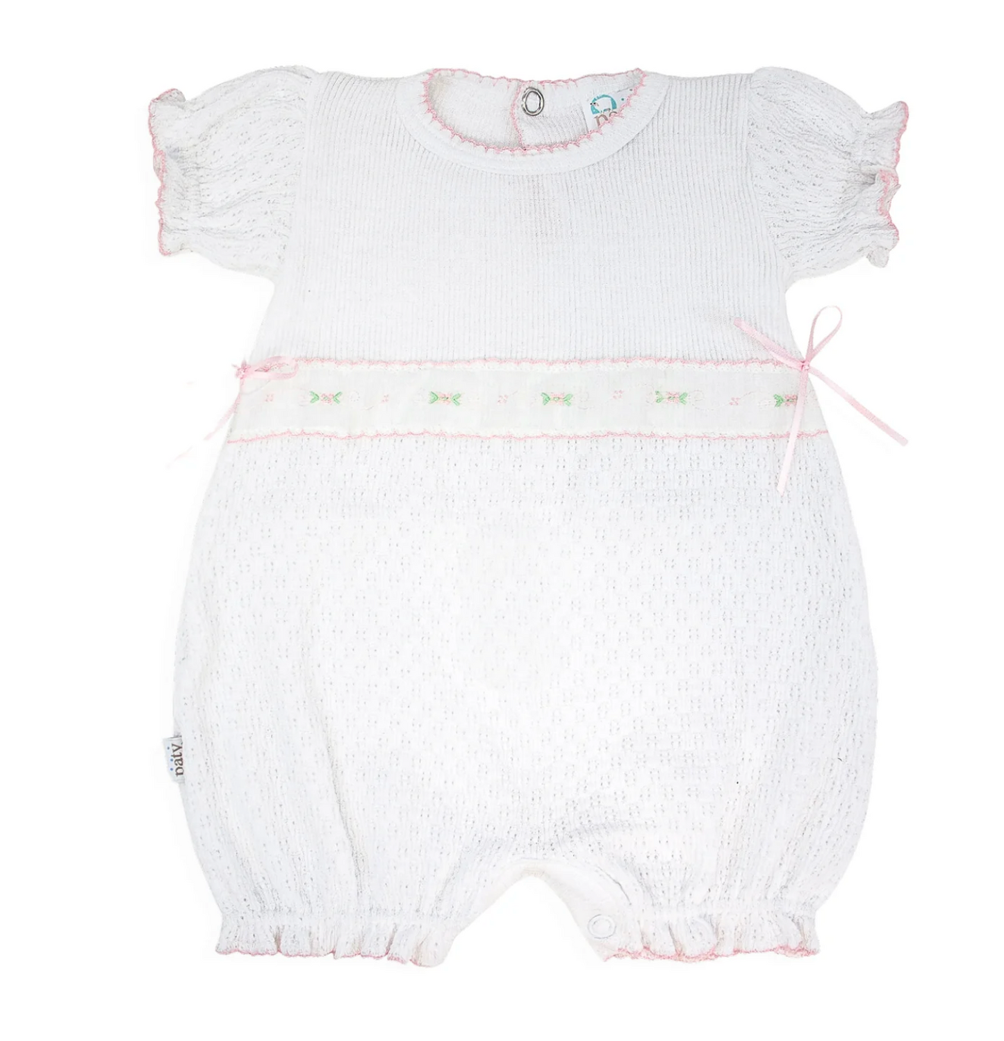 Paty Knit Ruffle Hem Bubble with Swiss Embroidered Trim
