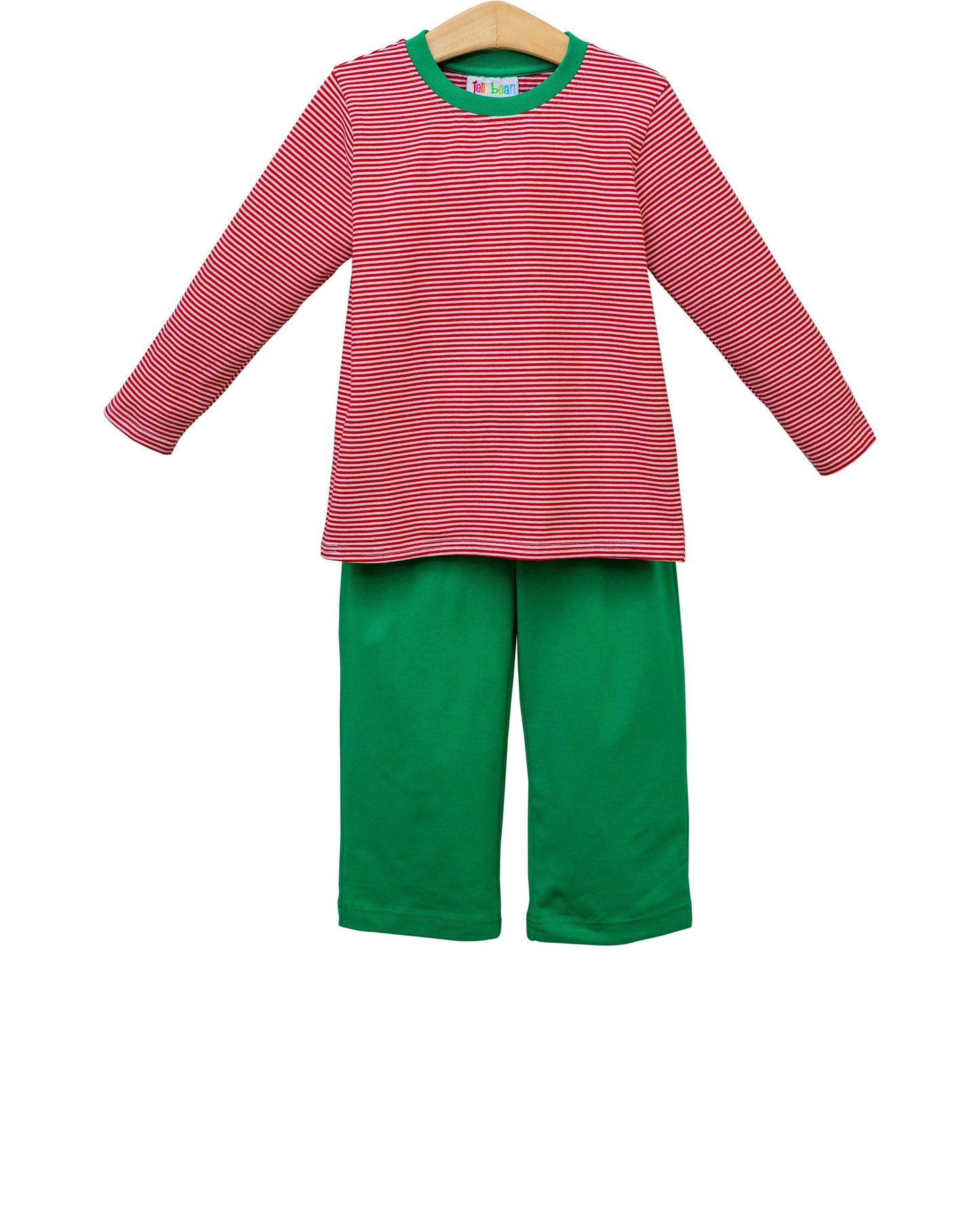 Thomas Pants Set- Red Stripe & Green