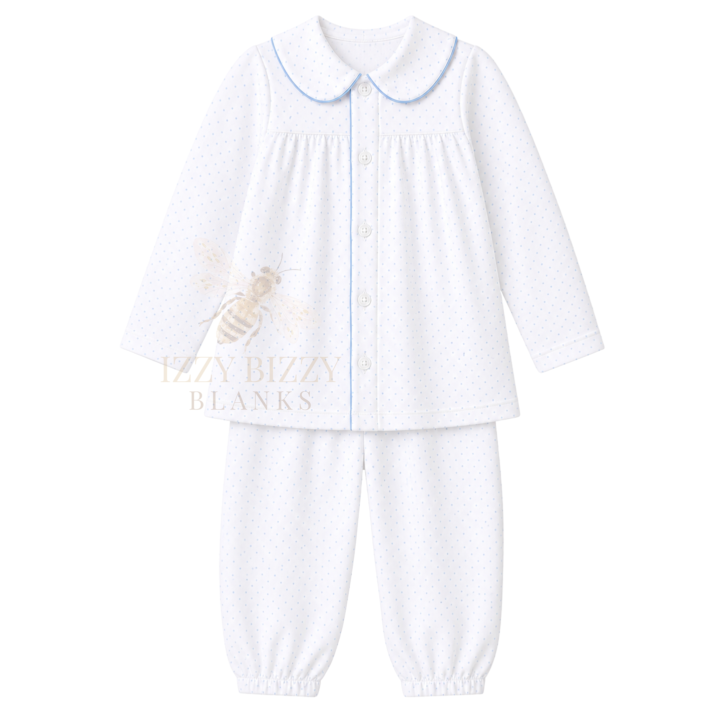 WHOLESALE PREORDER: Blue Bitty Dot Pants Set
