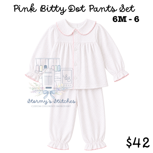 PREORDER: Pink Bitty Dot Pants Set