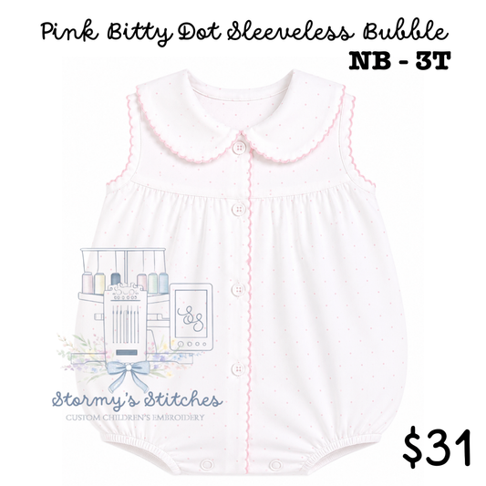 PREORDER: Pink Bitty Dot Sleeveless Bubble