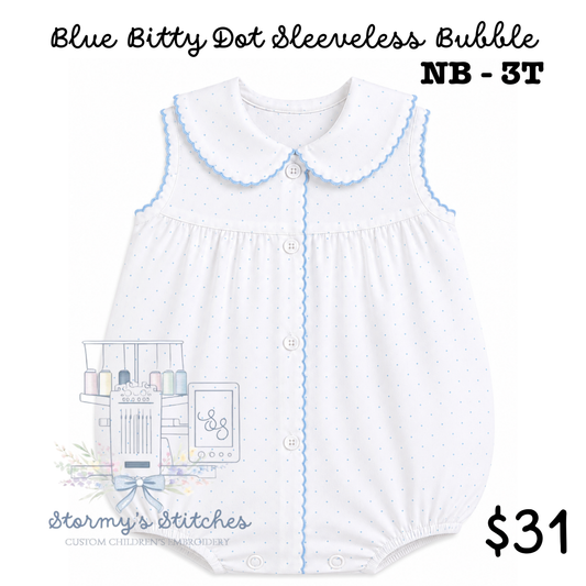 PREORDER: Blue Bitty Dot Sleeveless Bubble