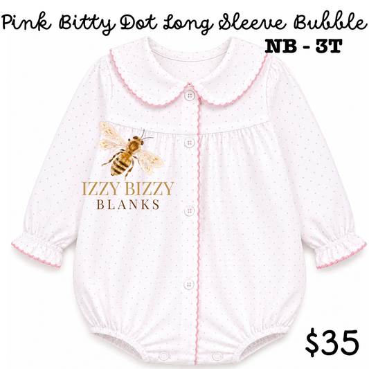 PREORDER: Pink Bitty Dot Long Sleeve Bubble