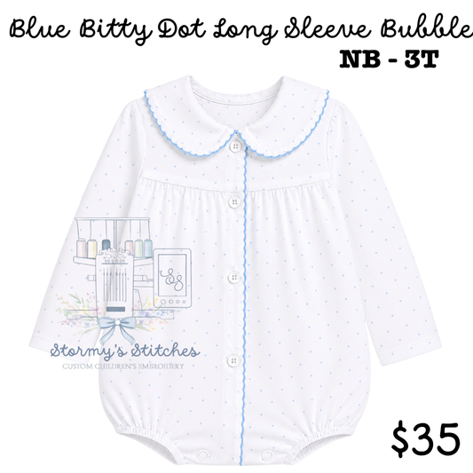 PREORDER: Blue Bitty Dot Long Sleeve Bubble
