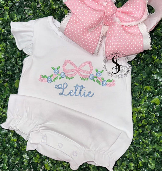 Personalized Floral Bow Bubble