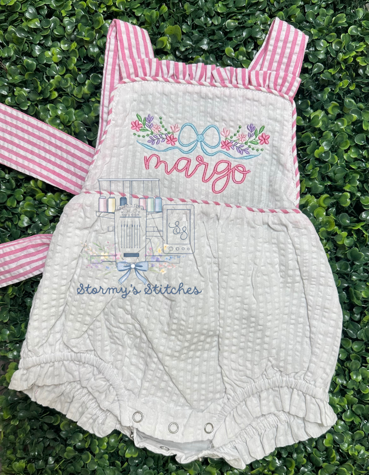 Personalized Floral Bow Sunsuit