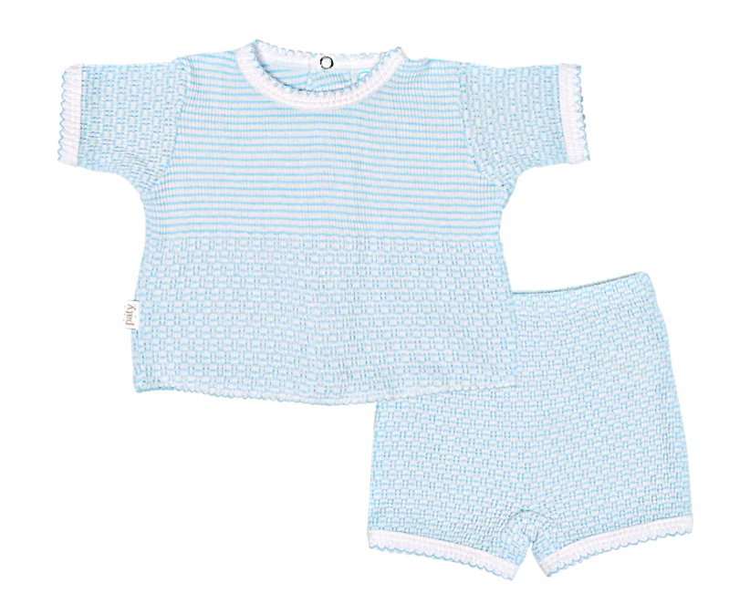 Paty Blue Knit Shorts Set