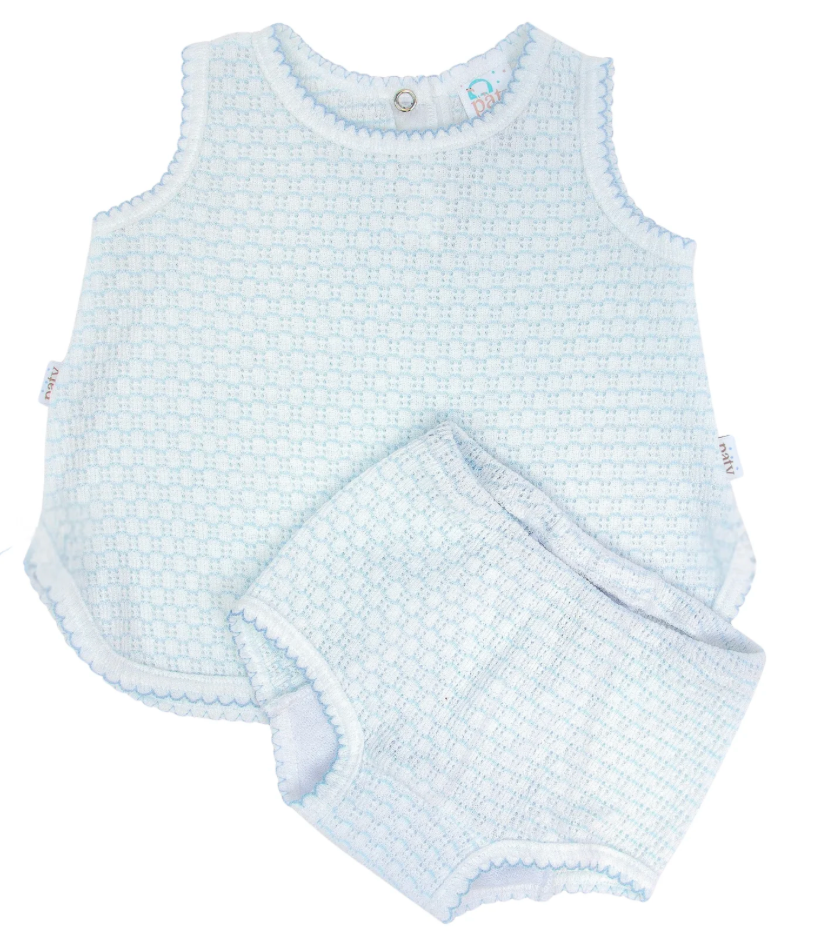 Paty Blue Knit Pinstripe Diaper Set - No Bows