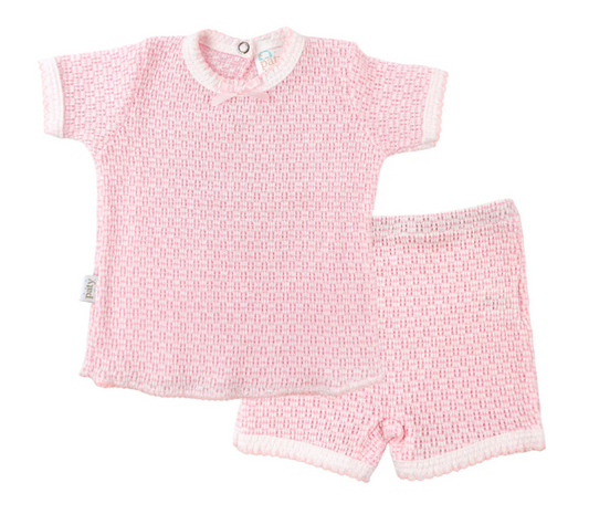 Paty Pink Knit Short Sleeve Set