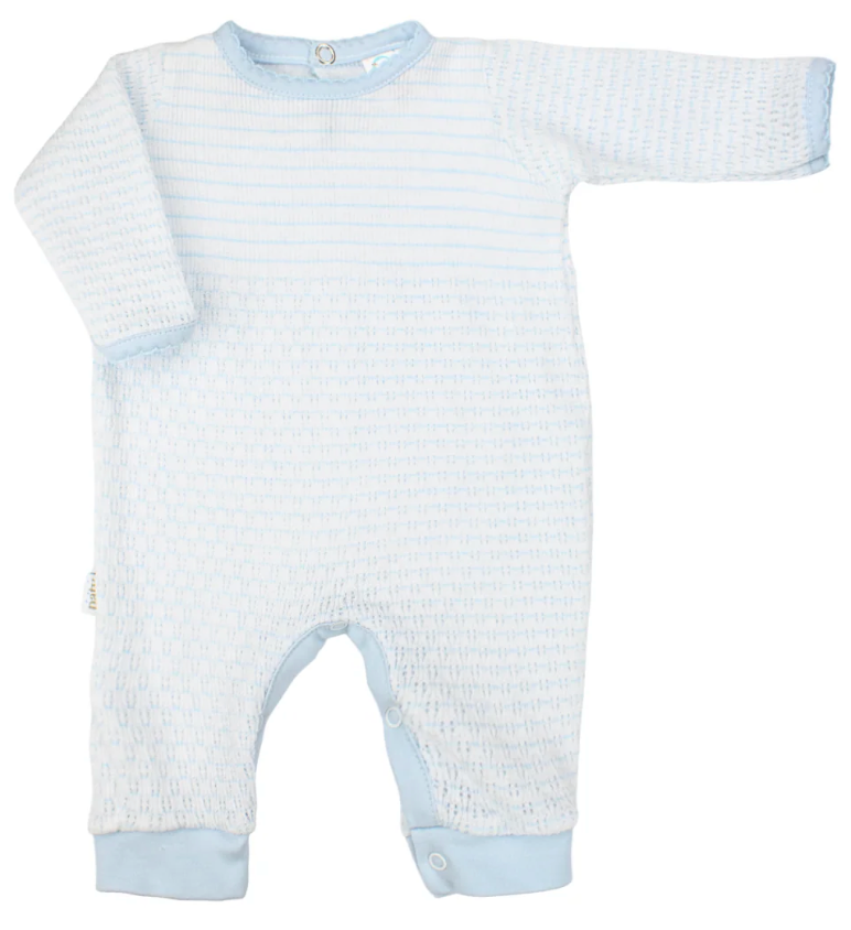 Paty Knit Pinstripe Romper with Pima Trim