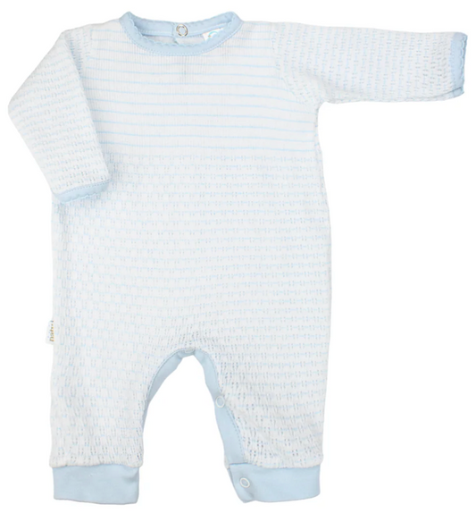 Paty Knit Pinstripe Romper with Pima Trim