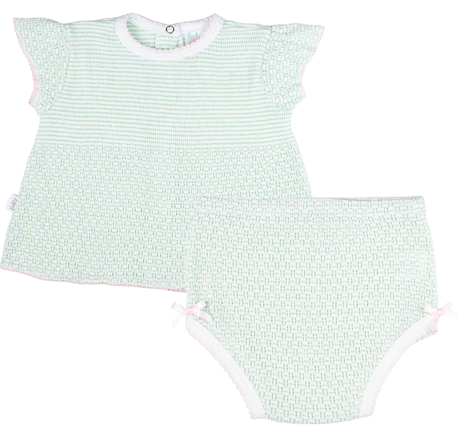 Paty Knit Flutter Sleeve Diaper Set with Bows