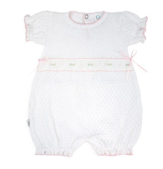 Paty Knit Ruffle Hem Bubble with Swiss Embroidered Trim