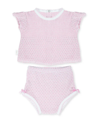 Paty Knit Flutter Sleeve Diaper Set with Bows